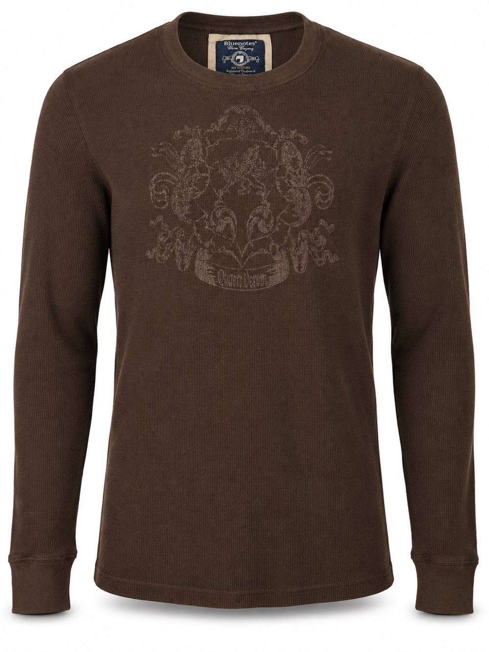 Bluenotes Brown Waffle Knit Graphic Thermal Long Sleeve Shirt XL